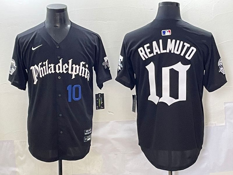 Men 2025 Philadelphia Phillies #10 Realmuto Black Five generations Joint Name Nike MLB Jersey style 3->philadelphia phillies->MLB Jersey